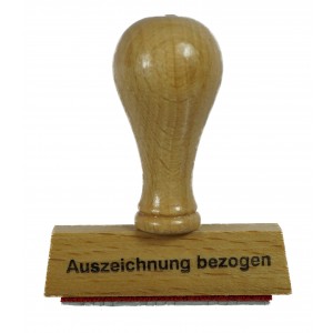 Gummistempel "Auszeichnung bezogen"