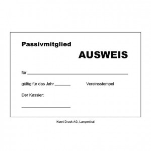 Ausweiskarten für Passivmitglieder