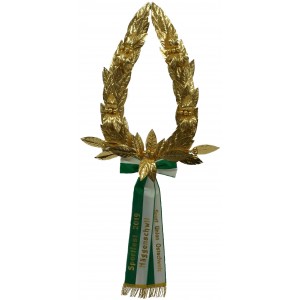 Sektionskranz Lorbeer ganz gold, mit Busch und Rosetten