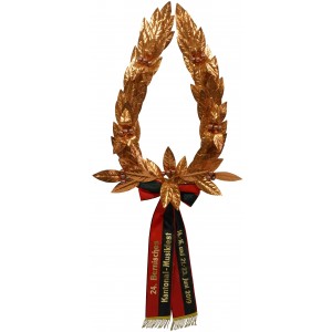 Sektionskranz Lorbeer ganz bronze, mit Busch und Rosetten
