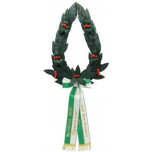 Sektionskranz Lorbeer grün, mit Busch und Rosetten