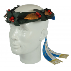 Kopfkranz grün in Lorbeer, seitlicher Kranz, 8 Bronzeeinlagen