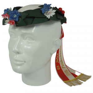 Kopfkranz grün in Lorbeer, mit Alpenblumen