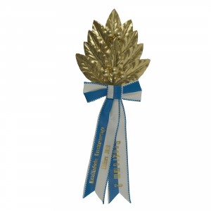 Zweig, 10 Blatt, in Lorbeer, ganz gold, 5 Beeren