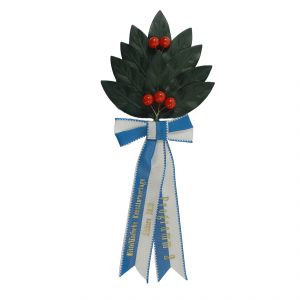 Zweig grün, 10 Blatt, in Lorbeer, 5 Beeren