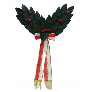 Kranzform als Doppelzweig grün, 26 Blatt, in Lorbeer, 7 Beeren