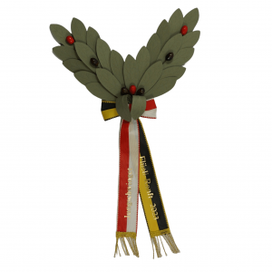 Kranzform als Doppelzweig grün, 26 Blatt, in Olive, 7 Beeren