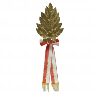 Zweig ganz gold, 16 Blatt, in Lorbeer, 6 Beeren