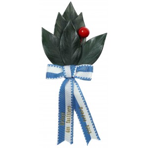 Zweig, 6 Blatt, in Lorbeer, 1 Beere