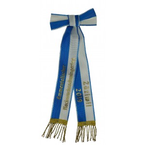 Schleife zu Zweig mit Prägung und Goldfransen (zusätzliche separate Schleifen)