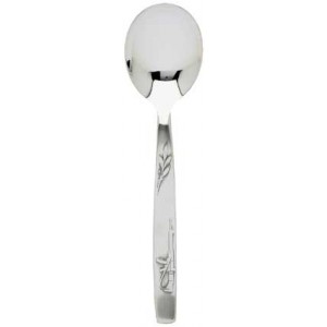 Kaffeelöffel versilbert mit Sujet Sturmgewehr