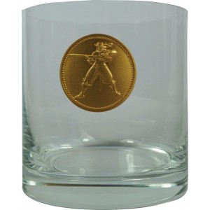 Schützenglas mit Münze vergoldet