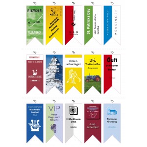 Festbändeli selbstklebend auf Bogen, mit Fahneneinschnitt