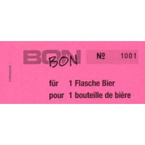 Block Verpflegungsbon --br-- "1 Flasche Bier"