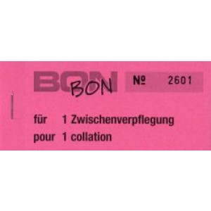 Block Verpflegungsbon --br-- "1 Zwischenverpflegung"