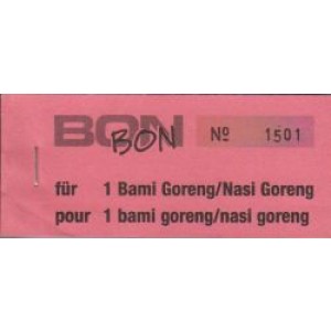 Block Verpflegungsbon --br-- "1 Bami Goreng/ Nasi Goreng"
