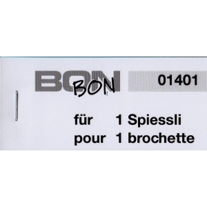 Block Verpflegungsbon --br-- "1 Spiessli"