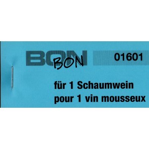 Block Verpflegungsbon --br-- "1 Schaumwein"