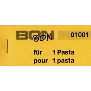 Block Verpflegungsbon --br-- "1 Pasta"