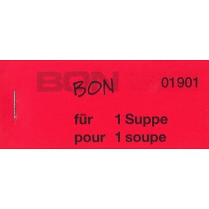 Block Verpflegungsbon --br-- "1 Suppe"