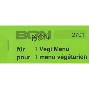 Block Verpflegungsbon --br-- "1 Vegi Menü"