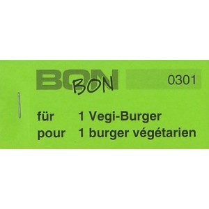 Block Verpflegungsbon --br-- "1 Vegi-Burger"
