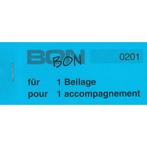 Block Verpflegungsbon --br-- "1 Beilage"