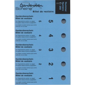 Serie Garderobescheine, 1-250