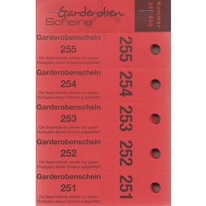 Serie Garderobescheine, 1-500