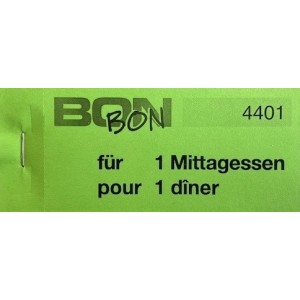 Block Verpflegungsbon --br-- "1 Mittagessen"