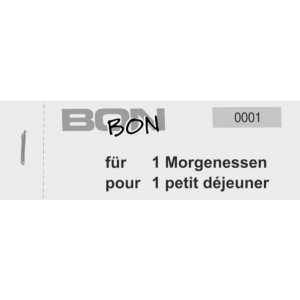 Block Verpflegungsbon --br-- "1 Morgenessen"