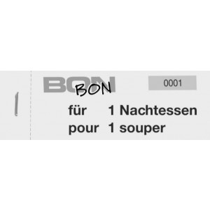 Block Verpflegungsbon --br-- "1 Nachtessen"