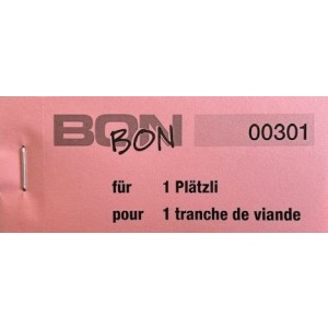 Block Verpflegungsbon --br-- "1 Plätzli"